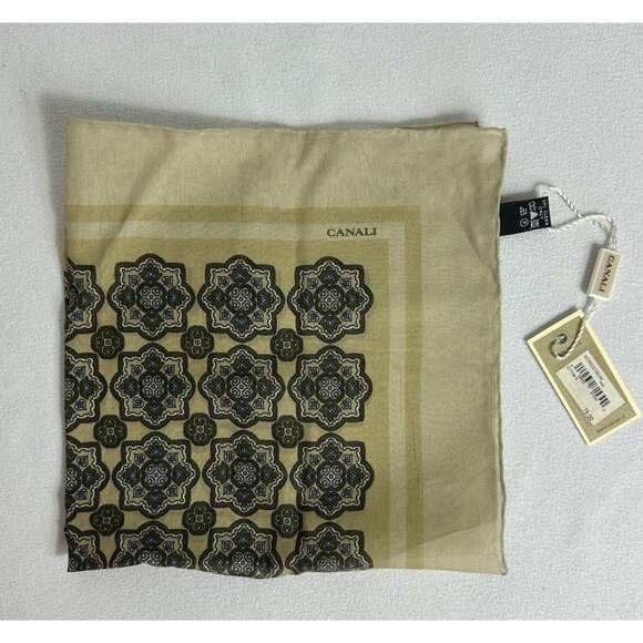 Canali Italy Men’s Multicolor Cotton/Silk Handkerchief / Pocket Square- New